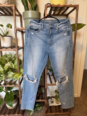 American Eagle Outfitters Medium Blue Distressed Mom Jeans